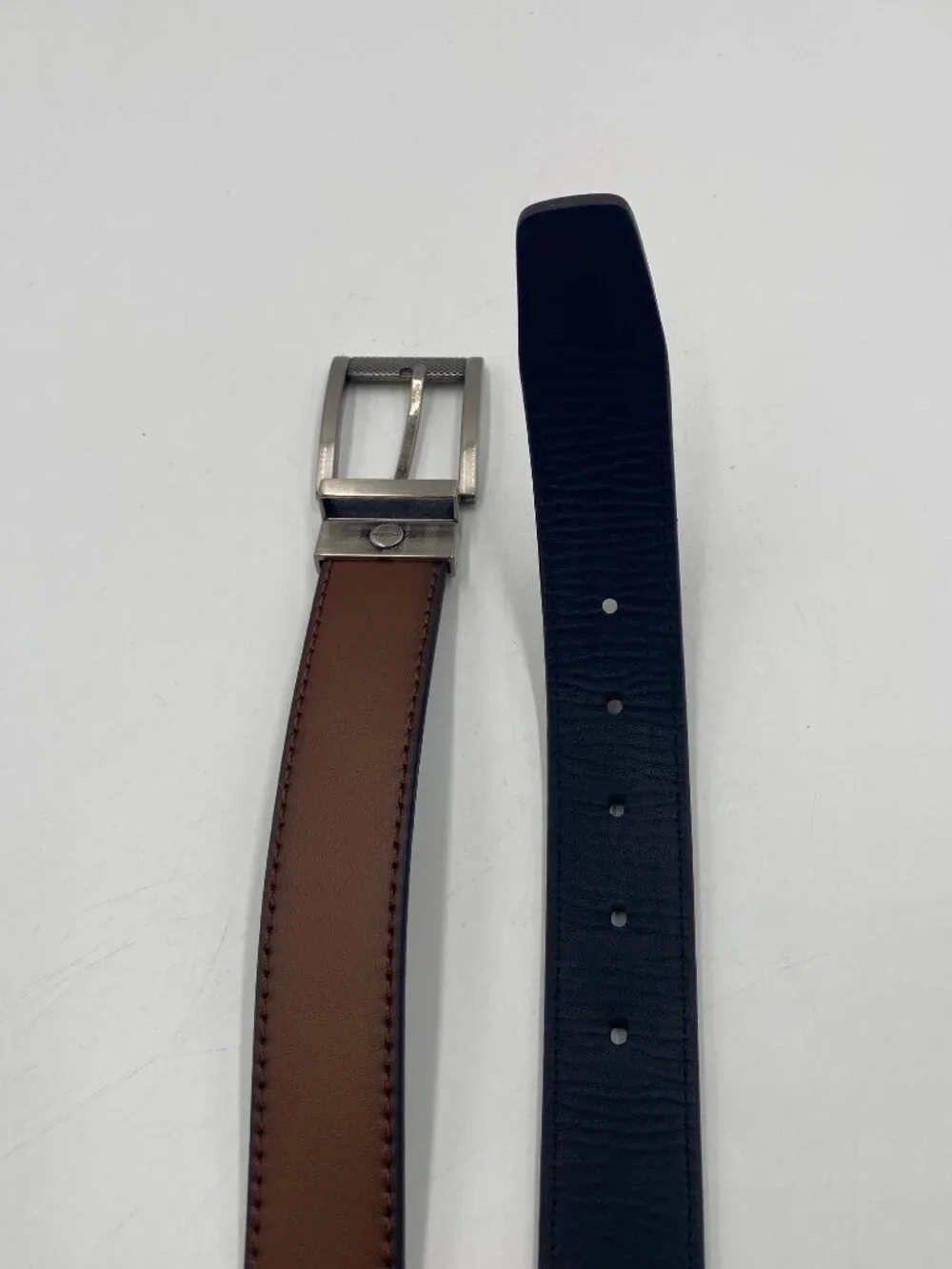 Boconi Reversible Belt Black Brown Size 42 Silver Buckle Dress Golf Work 1.25
